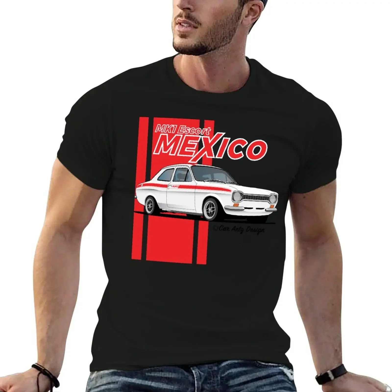 Mk1 Escort Mexico (White + Red) T-Shirt plus size clothes heavyweights plus size men clothing