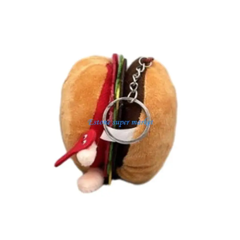 

090B Cartoon Plush Keyring Burger/Fries Ornament Pendant Women Purse Decorations