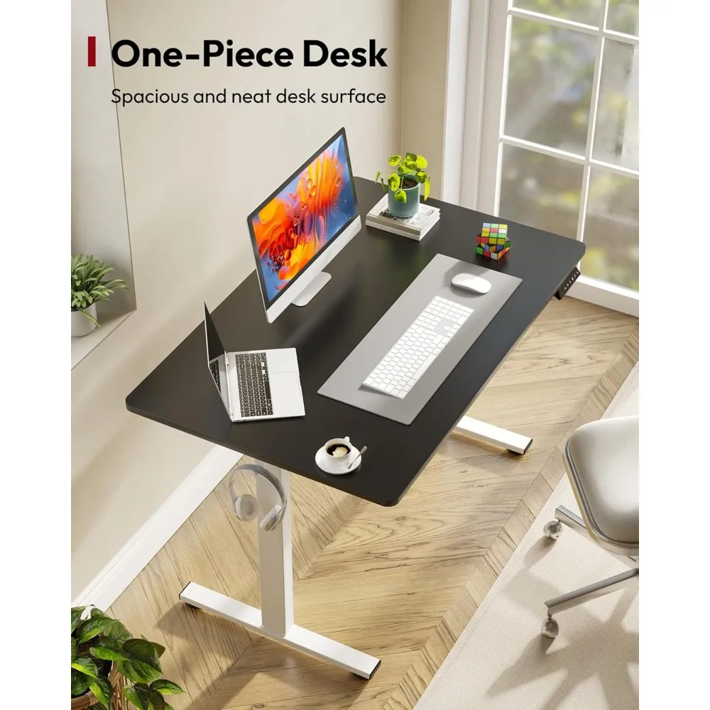 ارتفاع قابل للتعديل مكتب قائم كهربائي 48 × 30 بوصة قطعة كاملة لسطح المكتب مريح 6 أزرار مع راحة طويلة الأمد F