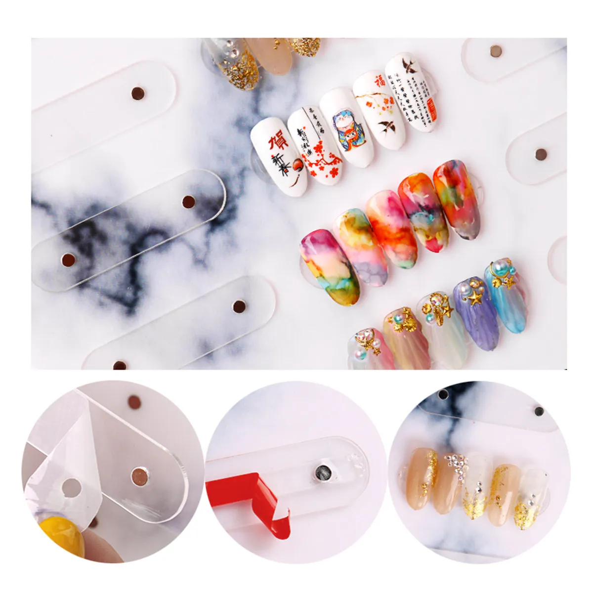 

Marble Pattern Nail Display Stand for False Nails Elegant Practice Shelf Desktop Decoration Salon Manicure Holder Nail Sample
