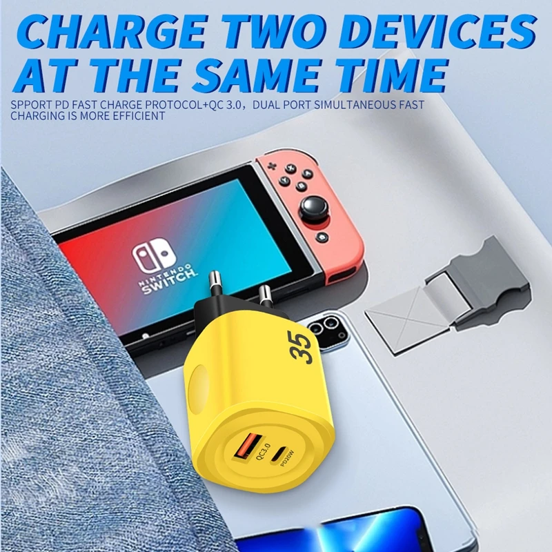 PD USB 35W 2-Port Quick Charge 3.0 tragbares Wandladegerät mit schneller Ladefunktion für iPhone 15, Samsung, Huawei, Xiaomi – Detail 8