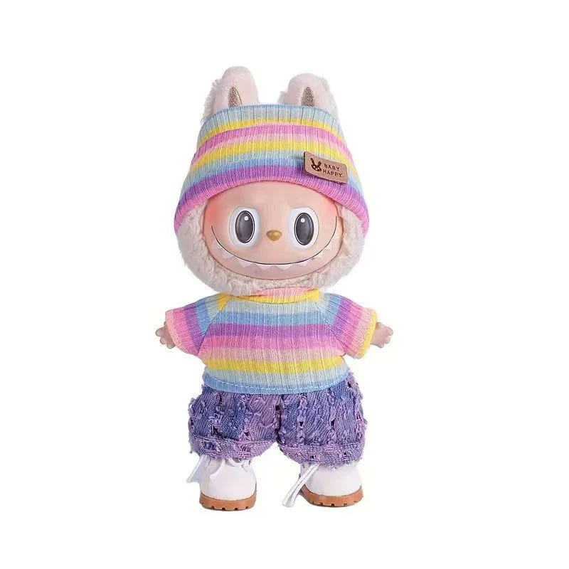 

Doll clothes for Labubu Outfit V1 V2 V3 17cm Dolls Sitting Accessories Glasses Clothing Designer Kids Gift Sweater Hat Bag Set