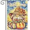 Welcome Fall Garden Flag Gnome Flags 12x18 Inch Double Sided, Pumpkin Starry Night Yard Flag, Autumn Harvest Straw Hat Gnome jjp