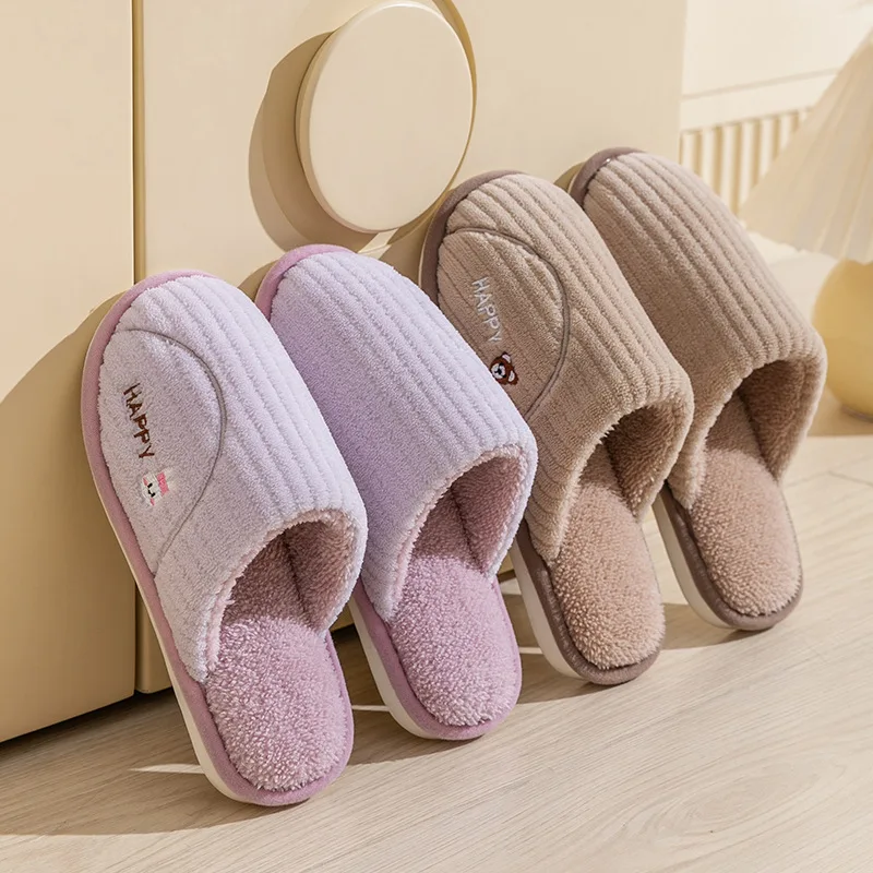 Winter Plush Slippers for Women & Men - Cozy Couple House Shoes, Non-Slip Indoor Slides with Warm Fleece Lining for Home