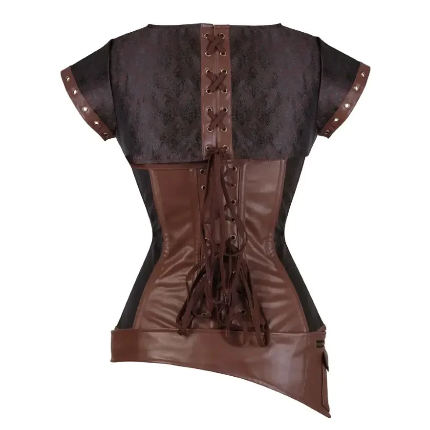 Goth Brown Steampunk Corset Women Gothic Punk Vintage Bustier Top Plus Size