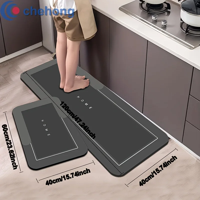 2pc Set of Water-Resistant Diatomite Kitchen Floor Mats, Anti-Slip Quick-Drying Bathrooms, Living Rooms, and Entrance Door Rugs