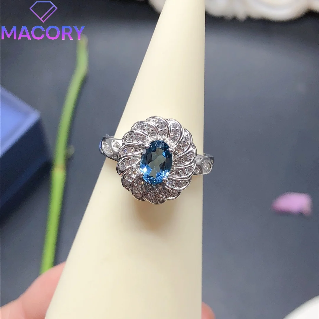 Sterling silver 925 natural topaz engagement ring female luxury send free gem luxury brand replica Valentine's Day jewelry.