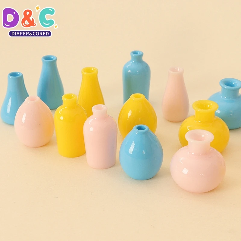 5 Stück antike Puppenhaus Miniatur Vase Mini Simulation Geometrie Vase Set Blumen arrangement grüne Blumentöpfe Modell Wohnkultur Spielzeug