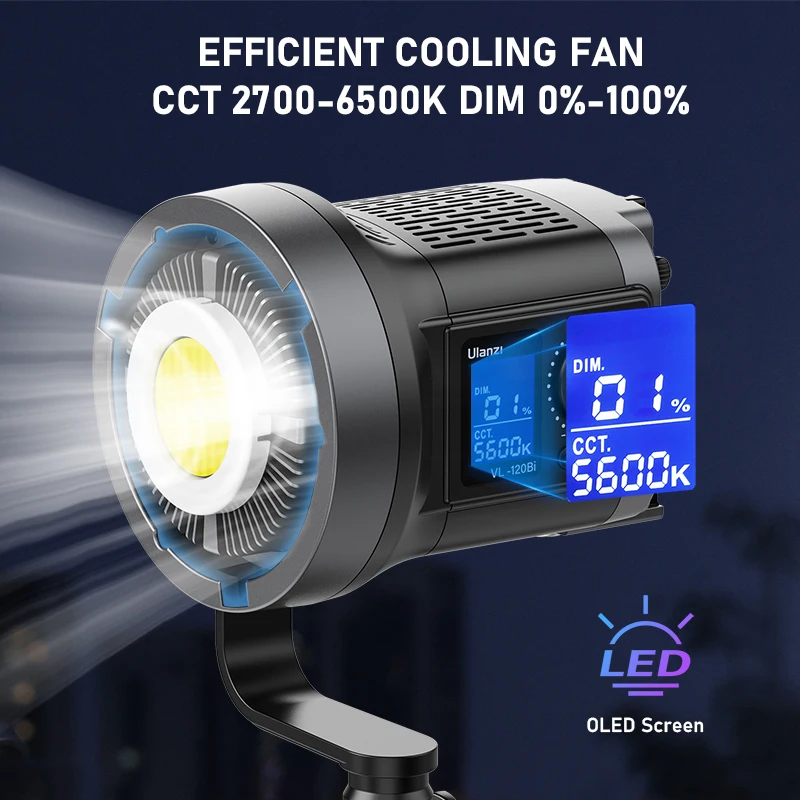 Ulanzi VL-120Bi VL-120C Luz de Vídeo COB 120W V-Mount 2700K-6500K CRI>95 — foto 6
