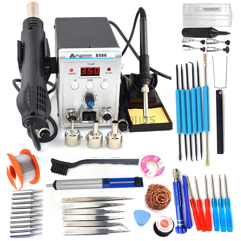 

750W 8586 2in1 Electric Soldering Irons Soldering Station +Hot Air Gun Solder Station with BGA SMD PCB IC Repair