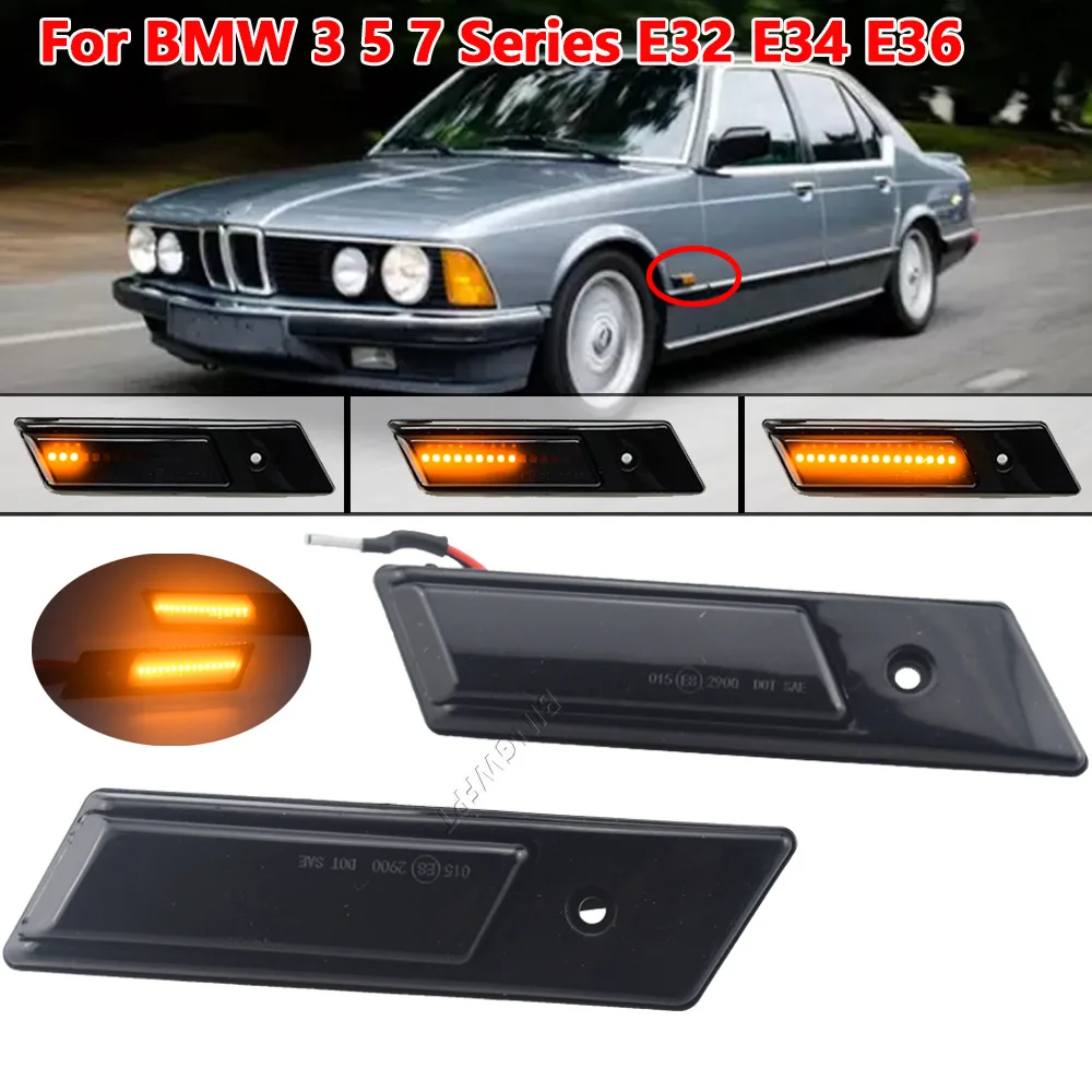 

2pcs For BMW 3 5 7 Series E32 E34 E36LED Fender Side Lights Side Turn Signal Lights