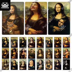 Putuo Decor Funny Monalisa Plaque Metal Vintage Metal Sign Retro Poster Decoration for Home Bar Pub Club Man Cave Wall Decor