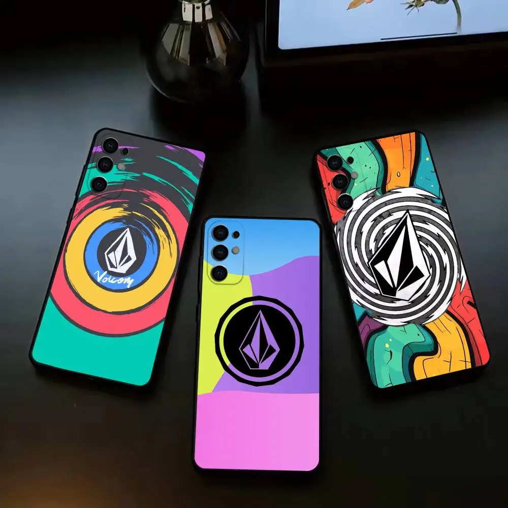 Luxury V-VOLCOMES Sport Style  Phone Case Black Silicone Soft For Samsung S26,S25,S24,S23,S22,S21,S30,Ultra,Plus,Fe,Lite