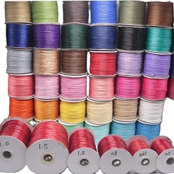 0.5\0.8\1.0\1.5\2.0mmX15Yards(540inch) Black Korean Style Wax Thread Ropes Cord Line PU Leather Braided String For Jewelry Makin