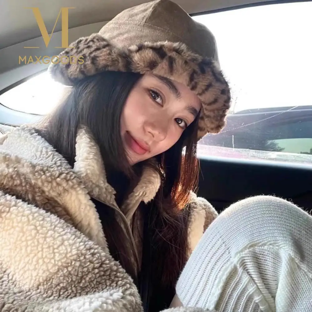 Gorro con orejeras Retro, gorros de esquí con estampado de leopardo de piel de visón de imitación, gorros de bombardero cálidos con protección para los oídos, gorros para exteriores para temporada de invierno