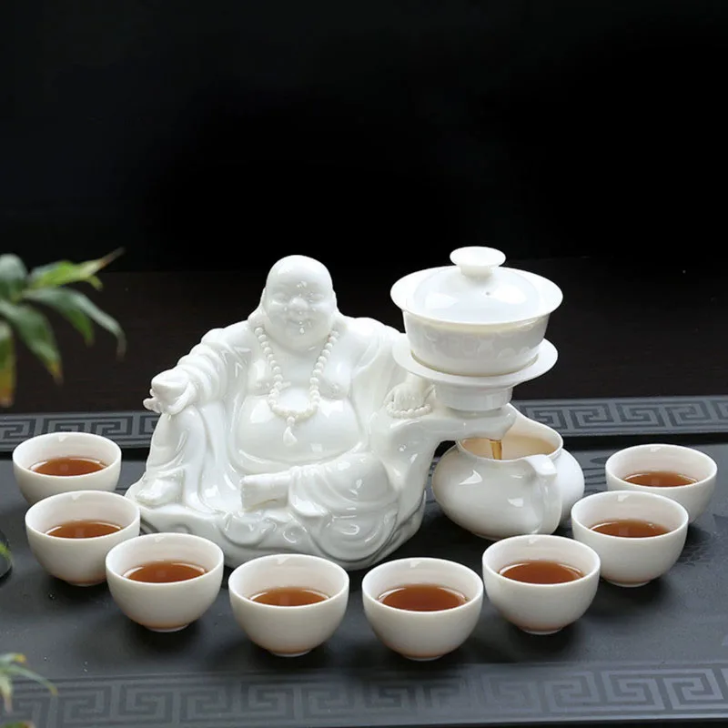 

High-grade Chinese tea set Buddha tea set automatic tea set bone china teapot and tea cup set kung fu tea set for 8 people