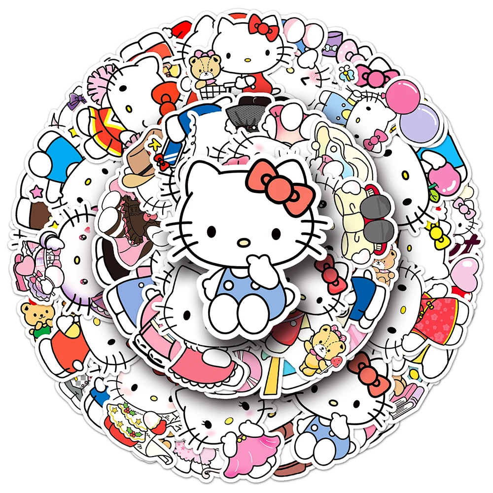 10/30/50 Stuks Kawaii Hello Kitty Sanrio Stickers Decals Diy Decoratie Voor Skateboard Notebook Telefoon Fiets Kids Graffiti Speelgoed Geschenken