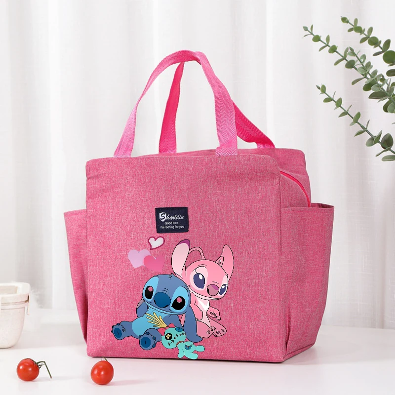 Disney Lilo&stitch Portable Lunch Drink Carrier Insulated Bag Fresh Cooler Pouch Food Thermal Box Tote Food Picnic Container Bag