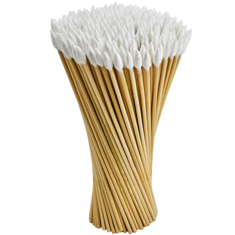 100/300PCS 6 Inch Precision Tips Cotton Swabs - Long Wooden Stick Cotton Buds Pointed Cotton Swabs With Case - Cotton