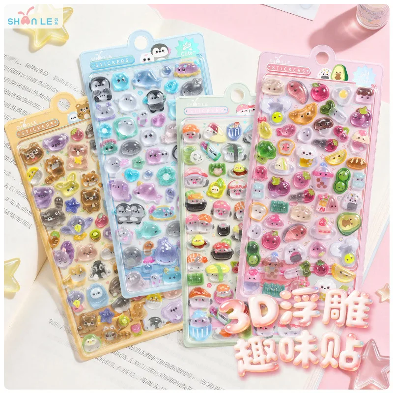 

Набор для творчества: 3D-наклейки с рельефным эффектом (самоцветы), узоры: Суши, Медведь, Пингвин. Ручная работа, декор для телефона, детский пазл.