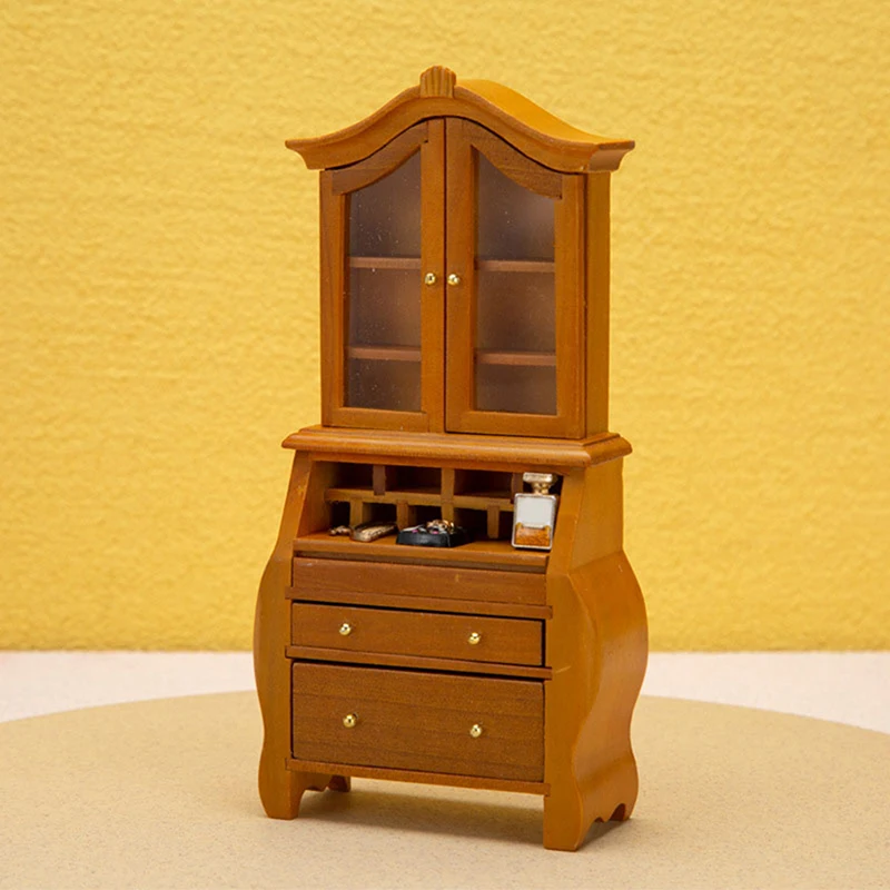 1:12 Dollhouse Miniature Bookcase Showcase Storage Cabinet Locker Display Cabinet Home Furniture Model Decor Toy