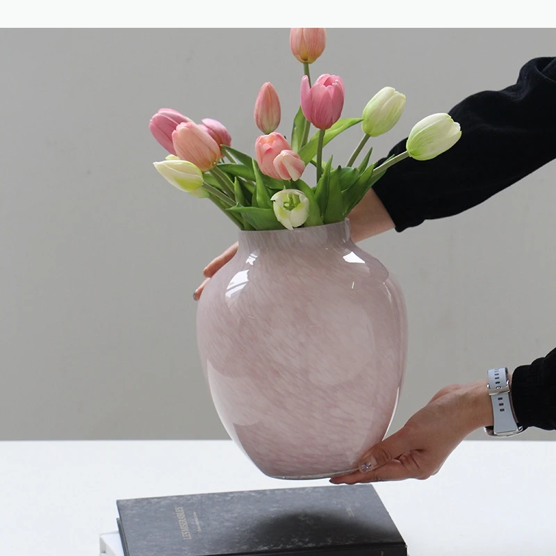 Pink Gradient Glass Vase Plant Pots Table Decoration Artificial Flowers Decorative Floral Arrangement Vases Room Aesthetic Decor - zdjęcie 1
