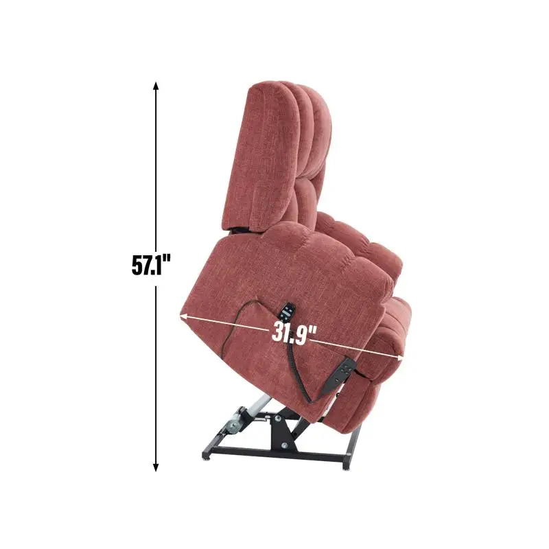 كرسي رفع طاقة بمحرك مزدوج مع حرارة وتدليك، وضع لا نهائي، شديد التحمل حتى 350 رطلًا، متوسط الحجم، جهاز تحكم عن بعد،