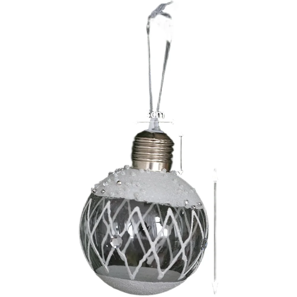 

Christmas Tree Decorations Set of 4 Luminous Transparent Ball Ornaments with Snow Pattern and Plastic Material