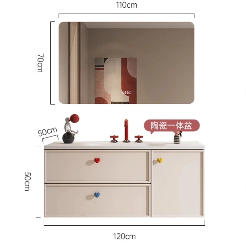 Bathroom cabinet combination egg type ceramic integrated basin washstand