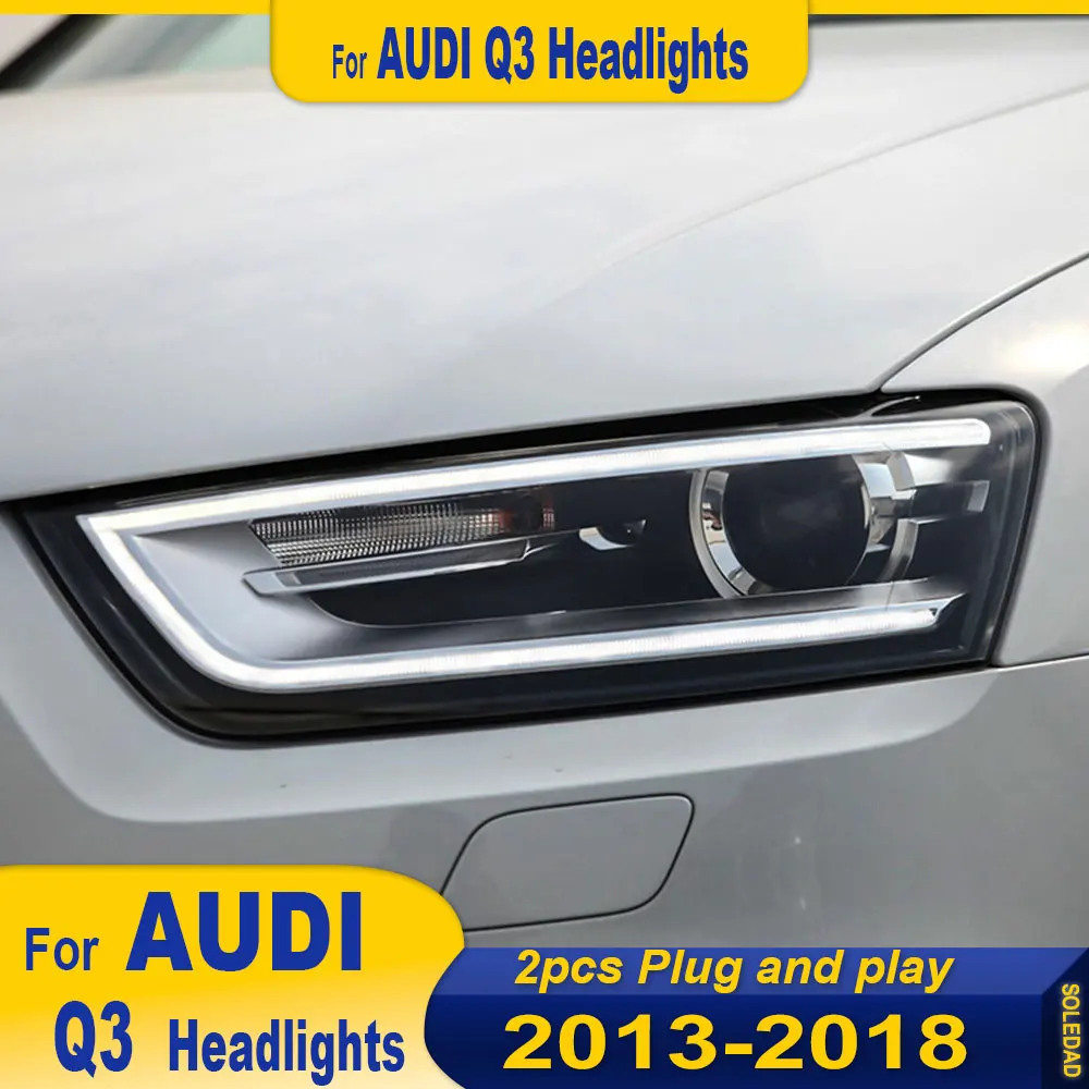 

Пара фар для Audi Q3 светодиодные фары 2013-2018 фара автомобиля Стайлинг DRL сигнальные линзы проектора автомобильные аксессуары спереди