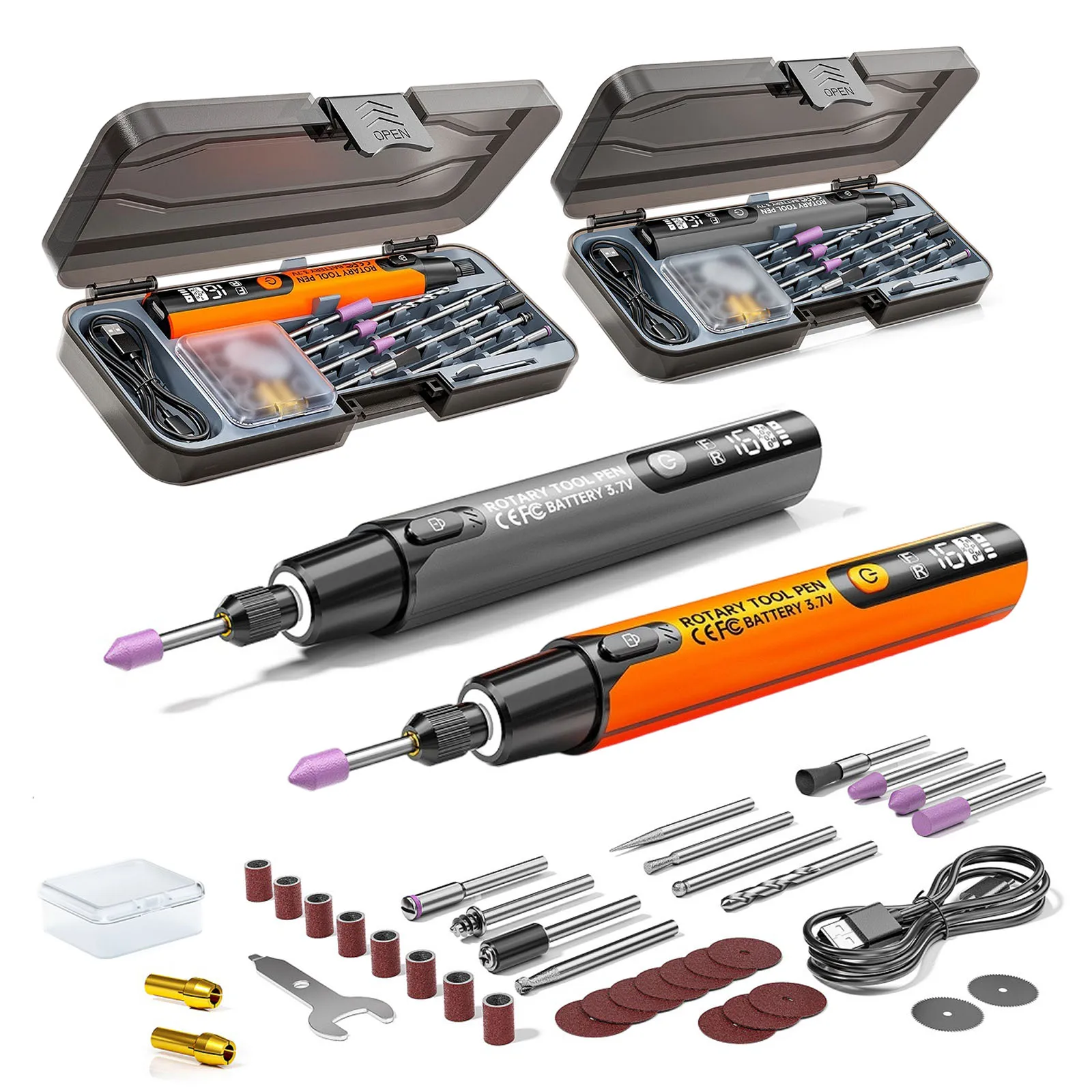 39Pcs Portable Cordless Engraving Pen with LED Digital Display Mini Electric Rotary Tool Kit for Jewelry Making Handcrafting