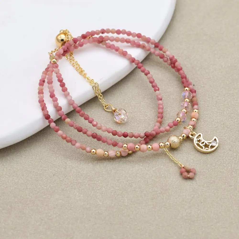 2MM Three Layer Rhodonite Beads Bracelets Necklace Dual-purpose Exquisite Bohemian Beaded Charm Bracelet Handmade Women Jewelry