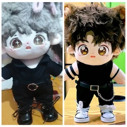 20cm Dolls Clothes Suit Black Onesie Belt Cool Tank Necklace Shoes Handsome Cotton Doll Clothes Toy Dolls Outfit for Korea Dolls
