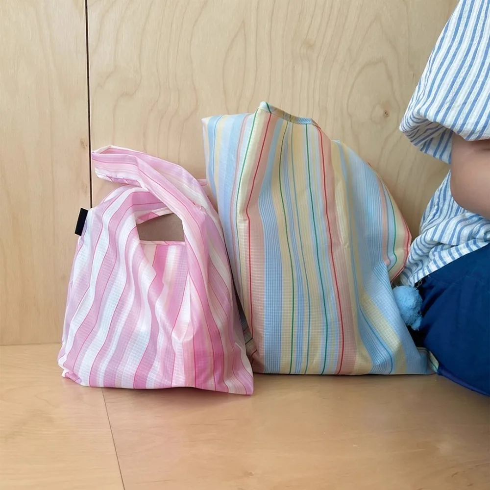 

Простая повседневная полосатая сумка для покупок, складная большая сумка большой емкости, многоразовая экологически чистая упаковочная сумка