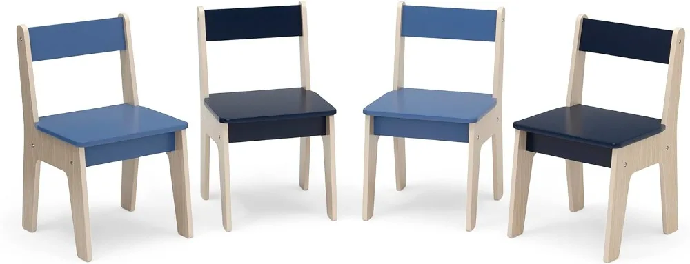 GAP GapKids Table and 4 Chair Set - Greenguard Gold Certified, Navy/Natural Study Table for Kids