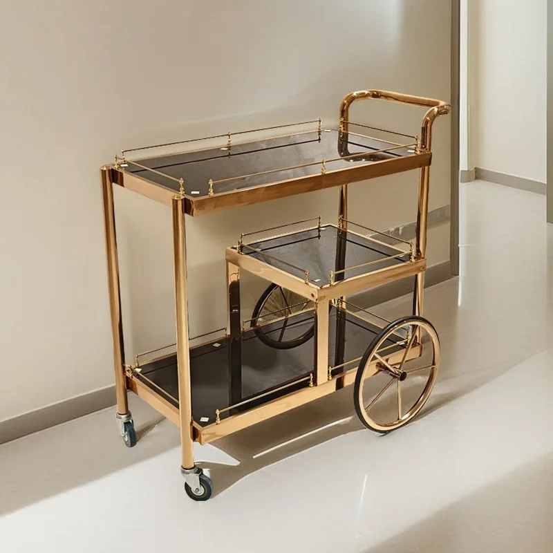 Source stainless steel dining car wine cart hotel service trolley tea cart European wine cart can be sent on behalf of