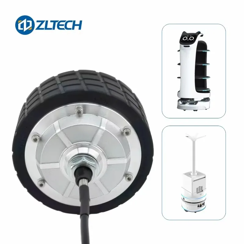 4.5 Inch DC 24V 200W 150kg Load Dual Shaft Electric Brushless Wheel Hub Servo Motor for Robot AGV Wheelchair Logistic Conveyor view 5