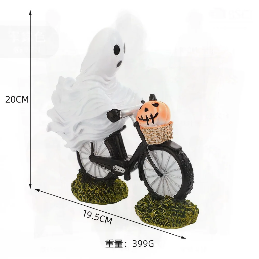 Ghost Bike Resin Ornament for Halloween Party Decorations Spooky Cycling Ghost Craft Unique Home Decor Standard Packaging