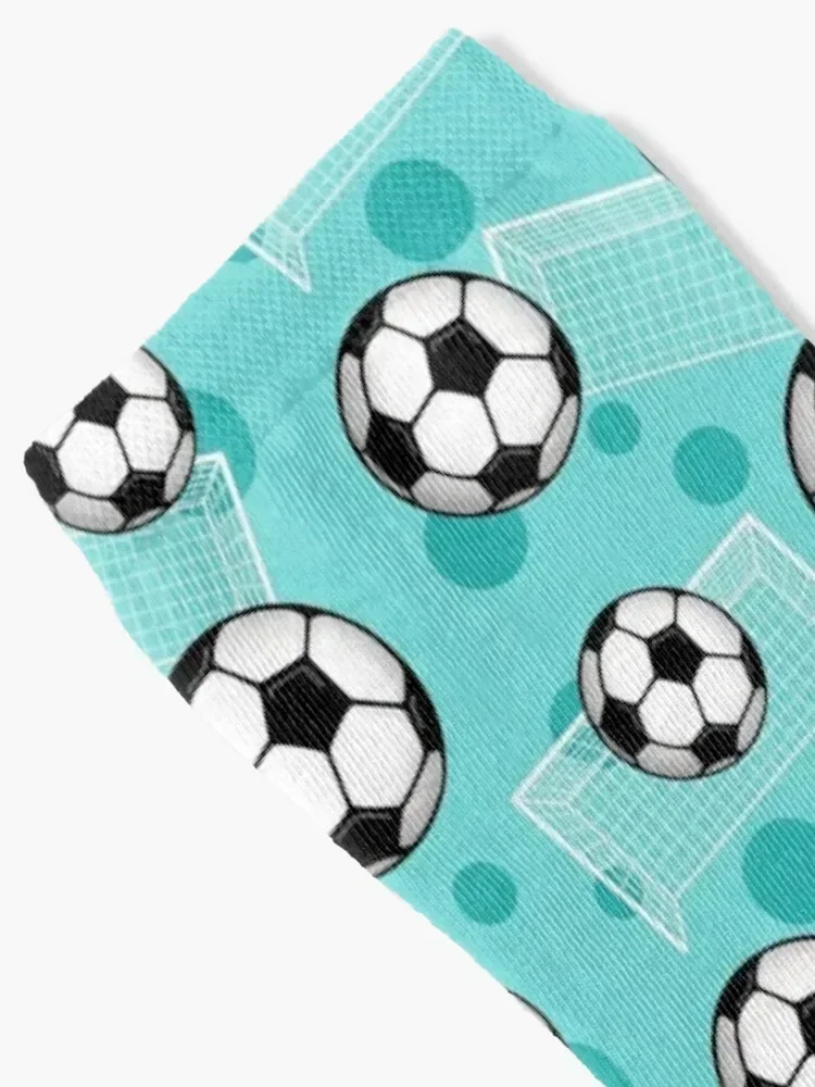 Soccer Ball and Goal Teal Pattern - Teal Soccer Socks valentine gift ideas floor winter thermal Boy Socks Women's