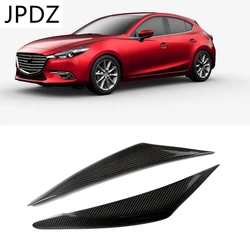 Real Carbon Fiber Headlight Eyebrows Eyelids Stickers Trim Cover Headlight Lid for Mazda 3 Axela M3 2017 2018 2019
