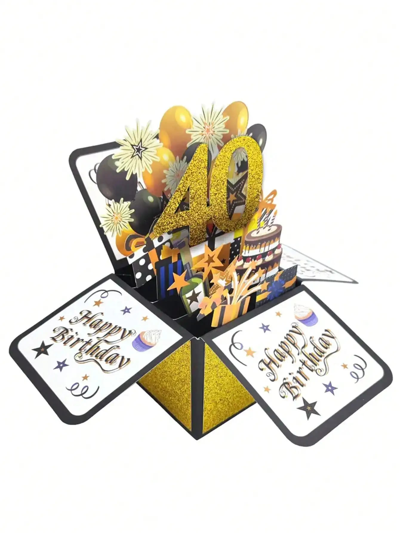 1PC, 18/30/40th Happy Birthday Pop-up Tape Note and Envelope 3D Pop-up Birthday Cards, Small Business Supplies