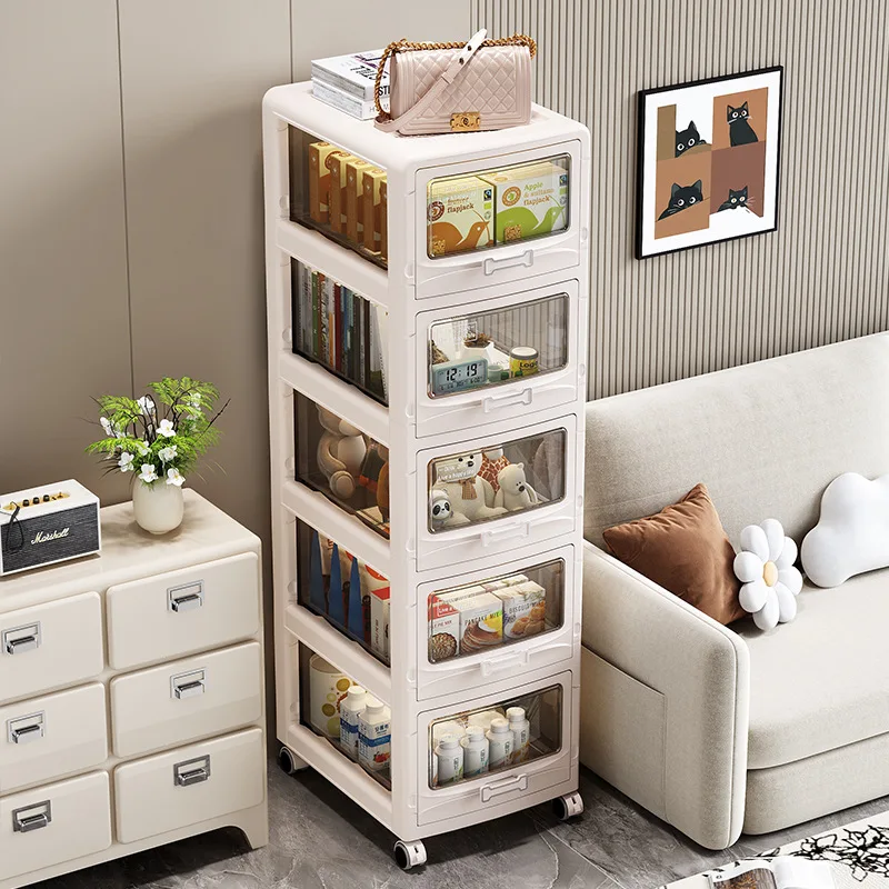 

HYS Storage Cabinet Foldable Household Sandwich Storage Cabinet Drawer Type Wheeled Living Room Bedroom Kitchen Toilet Rack