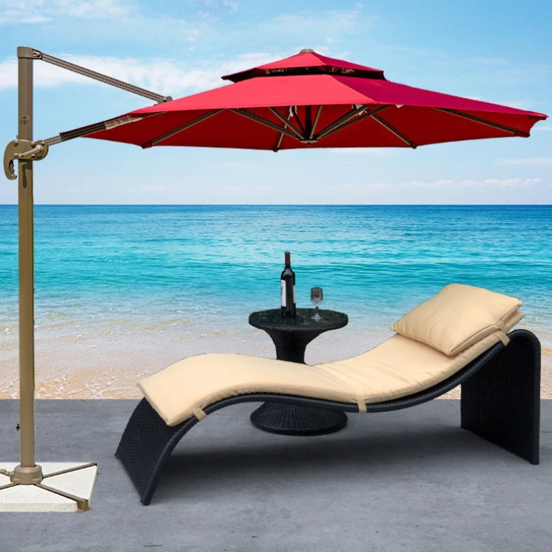 

Outdoor rattan bed lazy chair beach chair hotel lunch break courtyard sun rattan chair swimming pool balcony leisure lounge chai
