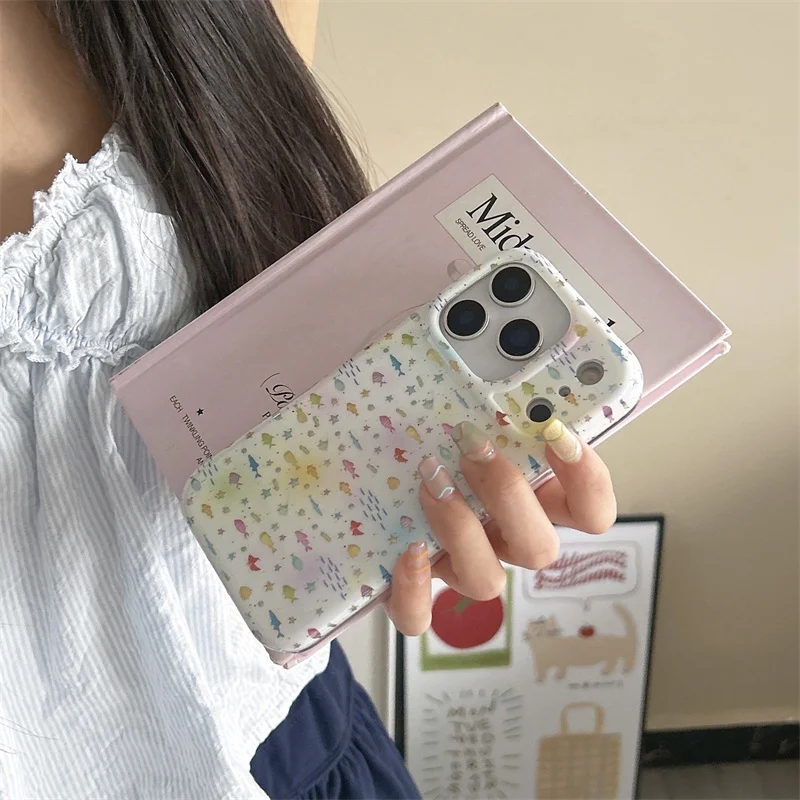 حافظة هاتف على شكل سمكة ذهبية صغيرة ملونة لطيفة لهاتف آيفون 17 برو 14 15 16 برو ماكس حافظة كرتونية مضادة للصدمات للفتيات #6