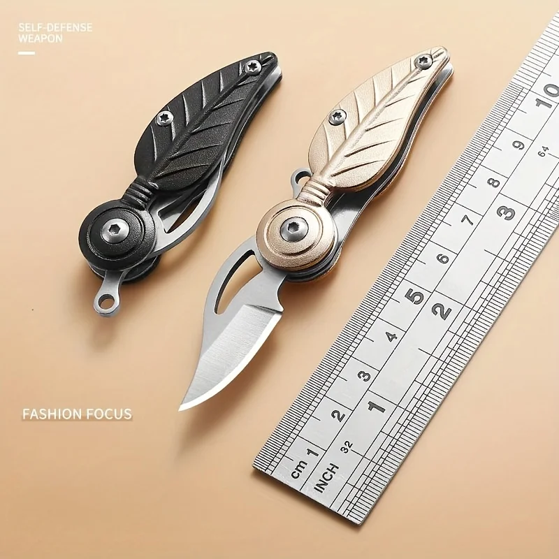 Mini Self-defense Feathery Knife Portable Sharp Folding Knife Keychain Delivery Tool Outdoor Camping Pocket Fruit Knife Gift