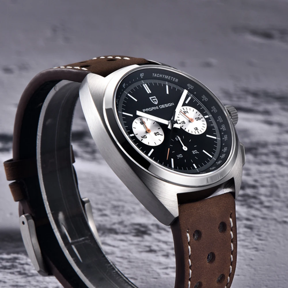 2025 جديد PAGANI تصميم ساعة رجالي فاخرة ساعات كوارتز كرونوغراف ساعة يد جلدية الياقوت مرآة الساعات هدية مضيئة