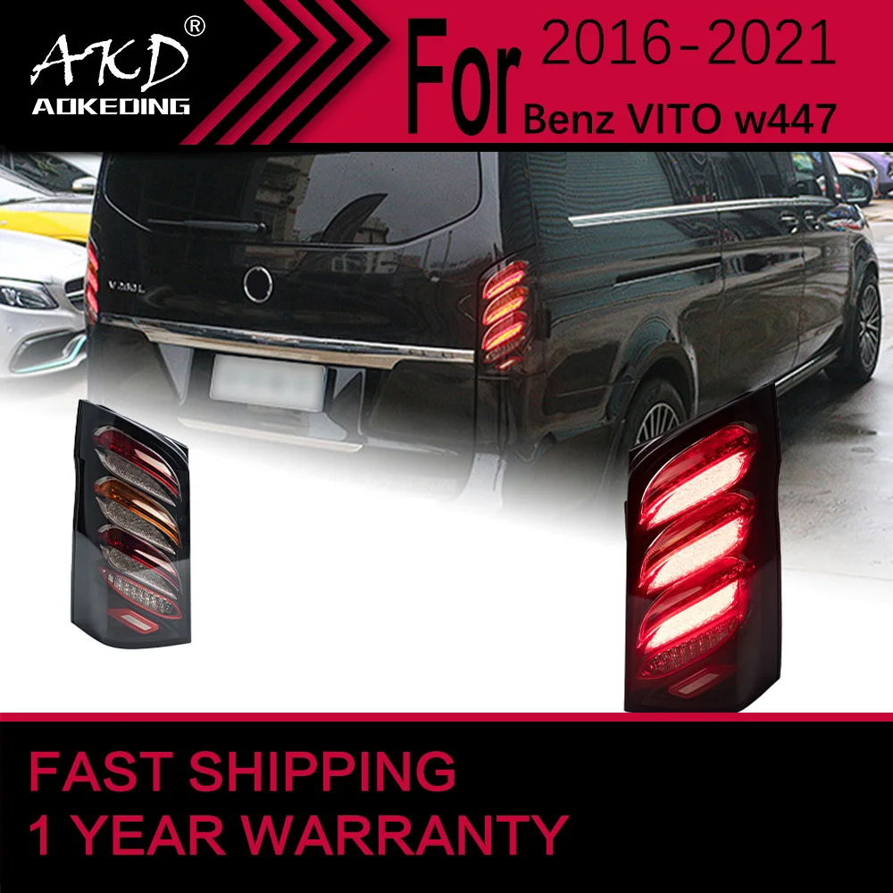 

Автомобильные фары для Benz VITO V250 V260 светодиодный Tail светильник 2016-2021 W447 задний стоп-сигнал тормозной сигнал DRL задние автомобильные аксессуары