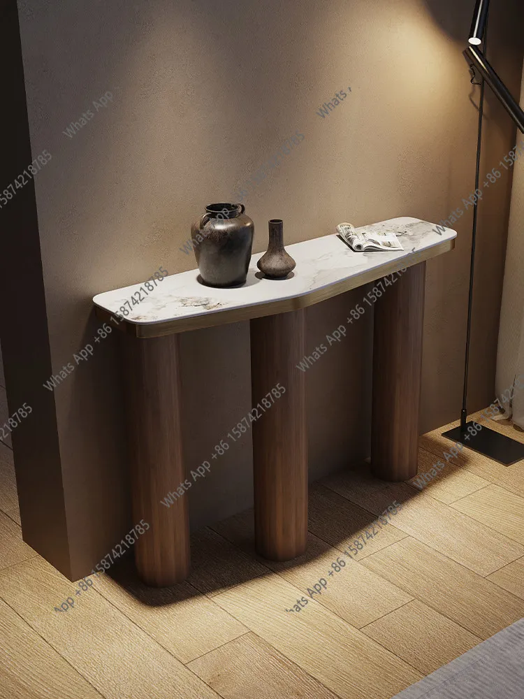 

Italian minimalist entrance cabinet Modern minimalist wall entry rock slab entrance table Light luxury entrance platform