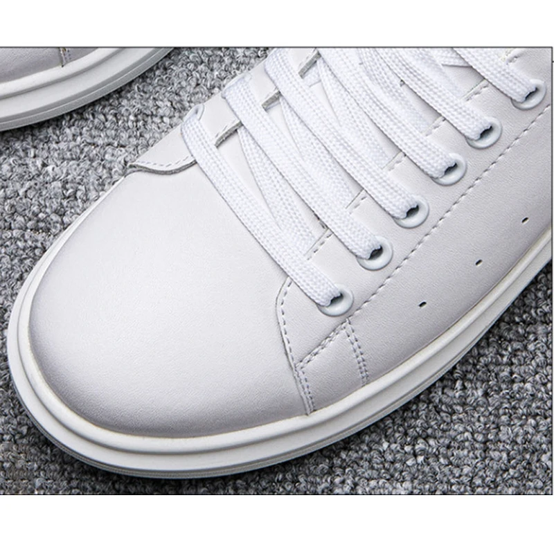 Zapatillas de deporte de lujo para hombre y mujer, zapatos de cuero con tacón oculto blanco, aumento de 8CM de altura