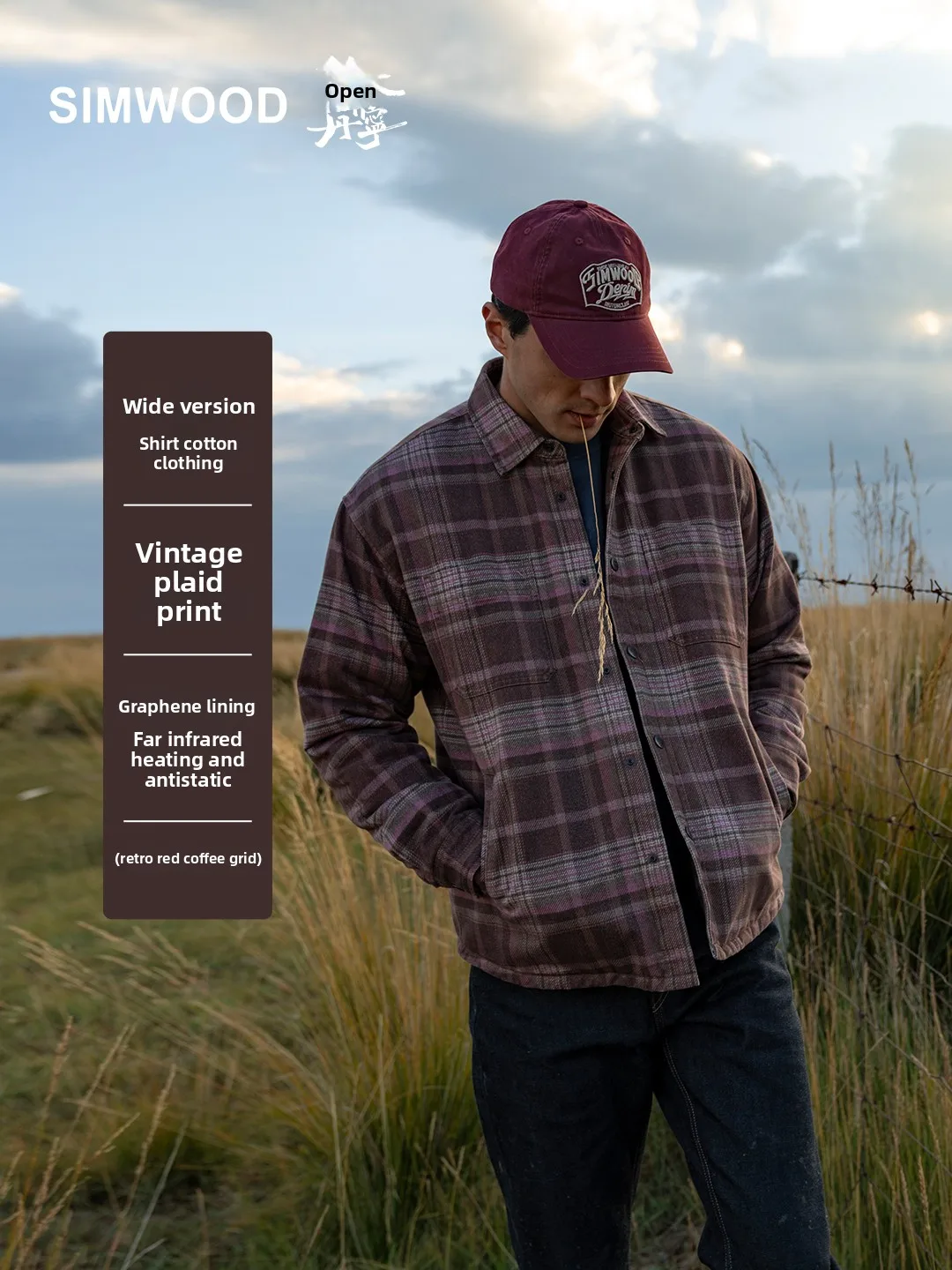 

SIMWOOD Denim Anti-Static aphene Wide Fit Plaid irt Cotton Coat Youth Faion Winter Casual Long Sve Button Decorated